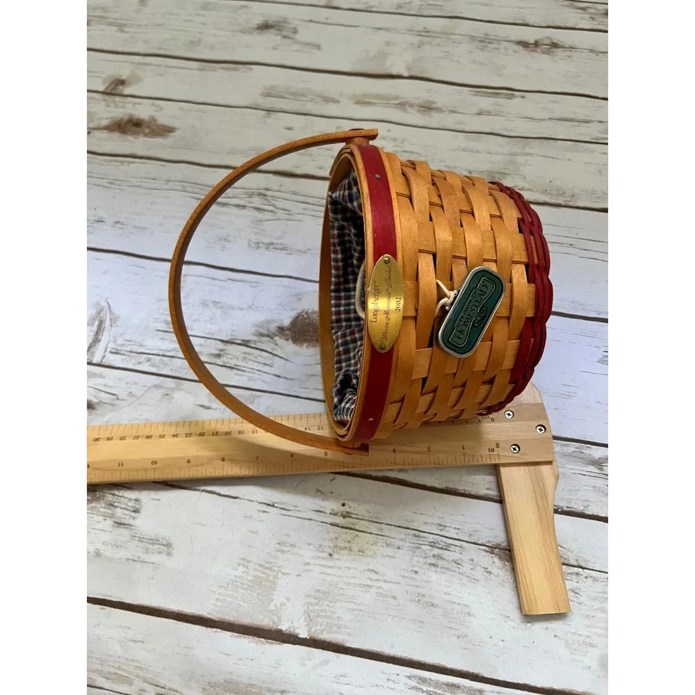 Longaberger Woven Memories Basket 2002 Red Natural Star Liner Small 7.5in